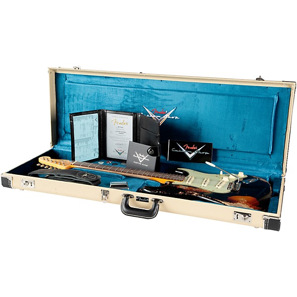 Fender Custom Shop 1963 Stratocaster Super Heavy Relic Electric Guitar Super Faded Aged Black over 3-Color Sunburst