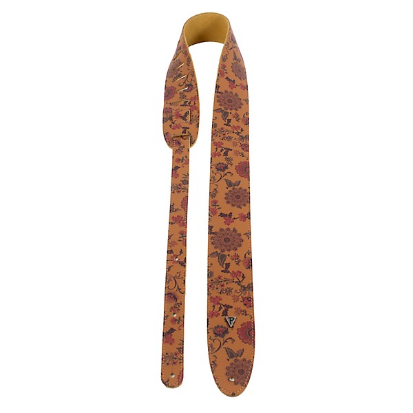 Perri's Floral Pattern Direct to Garment Guitar Strap Yellow 2.5 in.