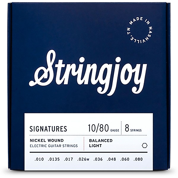 Stringjoy Signatures 8 String Nickel Wound Electric Guitar Strings 10 - 80