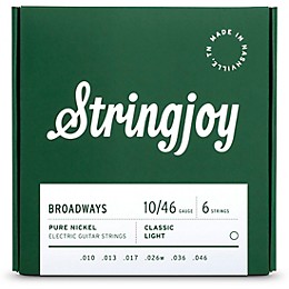 Stringjoy Broadways Pure Nickel Electric Guitar Strings 10 - 46