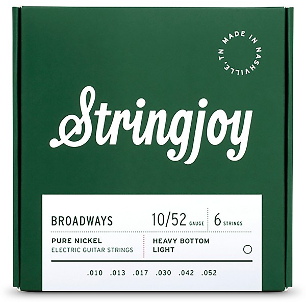 Stringjoy Broadways Pure Nickel Electric Guitar Strings 10 - 52