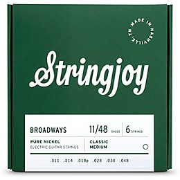 Stringjoy Broadways Pure Nickel Electric Guitar Strings 11 - 48