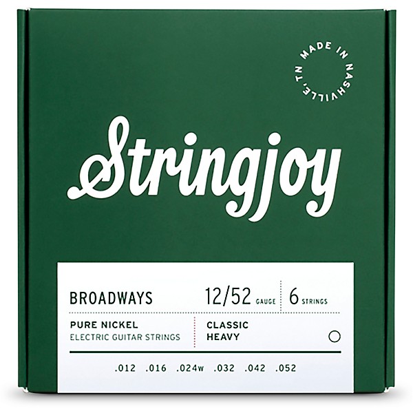 Stringjoy Broadways Pure Nickel Electric Guitar Strings 12 52