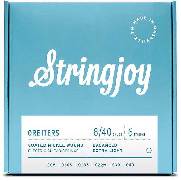 Stringjoy Orbiters Coated Nickel Wound Electric Guitar Strings 8 - 40