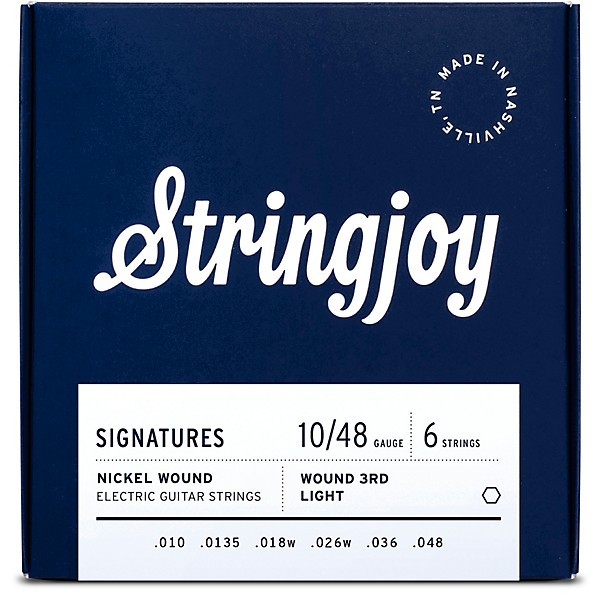 Stringjoy Signatures 6 String Nickel Wound Electric Guitar Strings 10 - 48 (Wound 3rd)