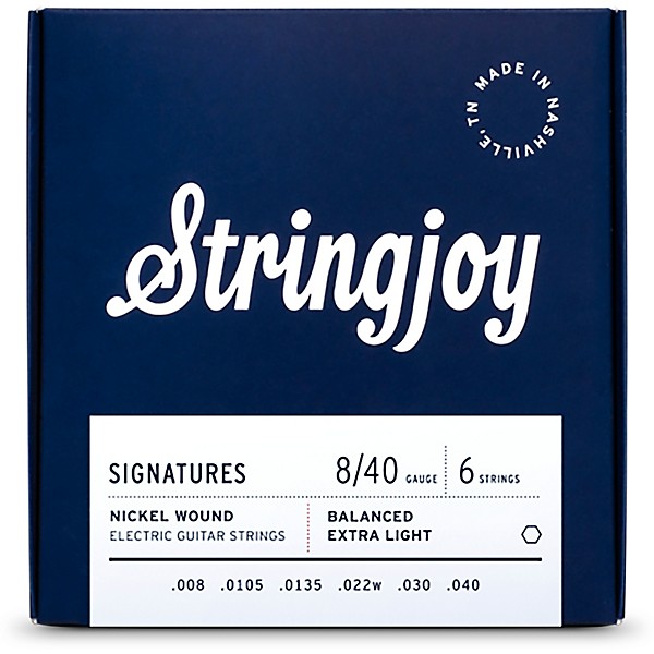 Stringjoy Signatures 6 String Nickel Wound Electric Guitar Strings 8 - 40