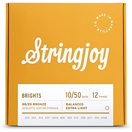 Stringjoy Brights 12 String 80/20 Bronze Acoustic... Stringjoy Brights 12 String 80/20 Bronze Acoustic Guitar Strings 10 - 50