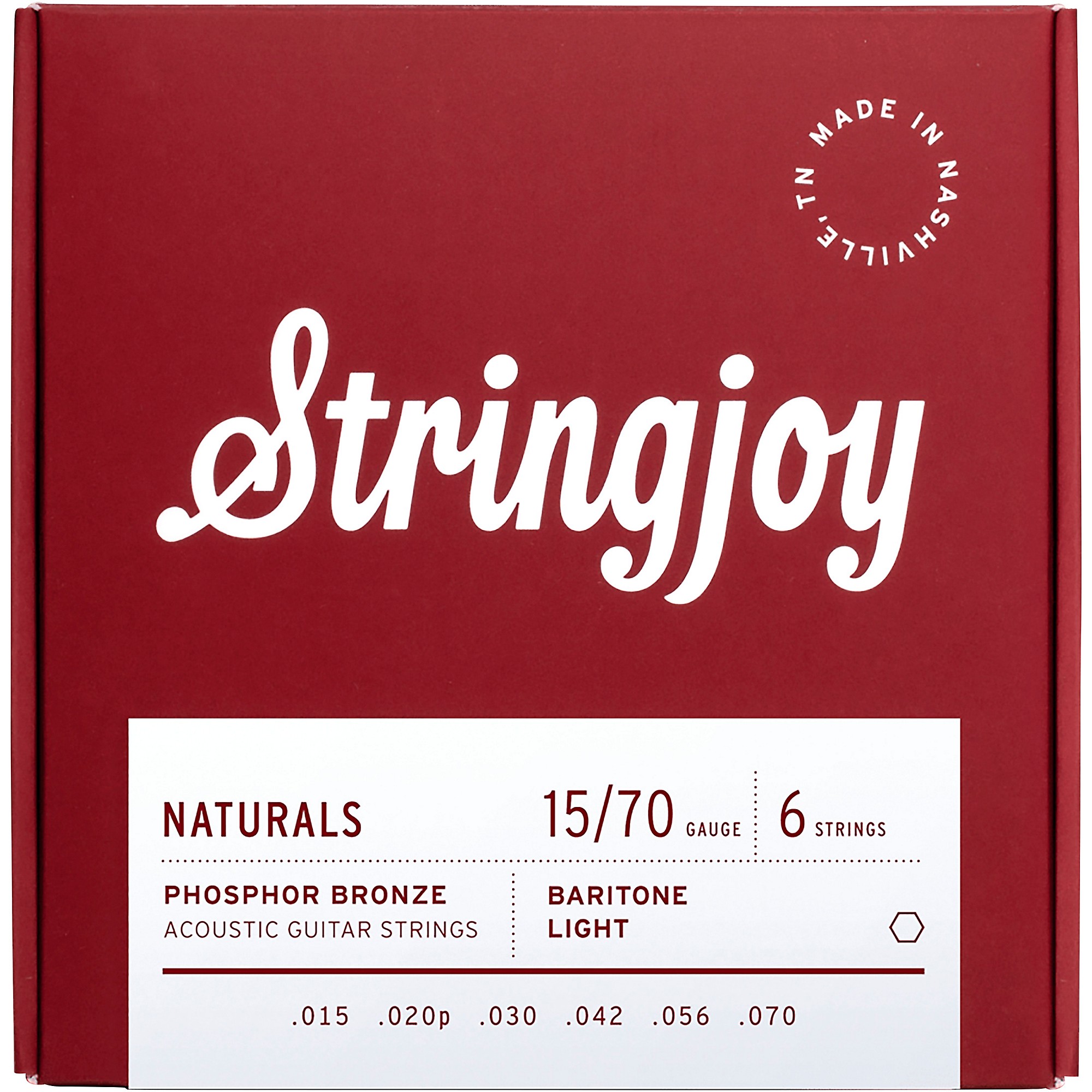 Stringjoy Naturals Phosphor Bronze Acoustic Guitar Strings 15 70