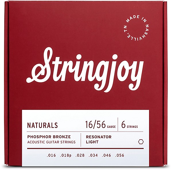 Stringjoy Naturals Phosphor Bronze Acoustic Guitar Strings 16 - 56