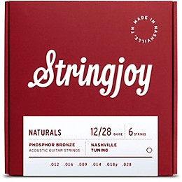 Stringjoy Naturals Phosphor Bronze Acoustic Guitar Strings 12 - 28