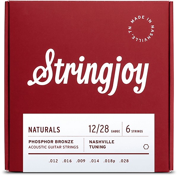 Stringjoy Naturals Phosphor Bronze Acoustic Guitar Strings 12 - 28