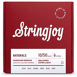 Stringjoy Naturals Phosphor Bronze Acoustic Guitar Strings 10 - 50