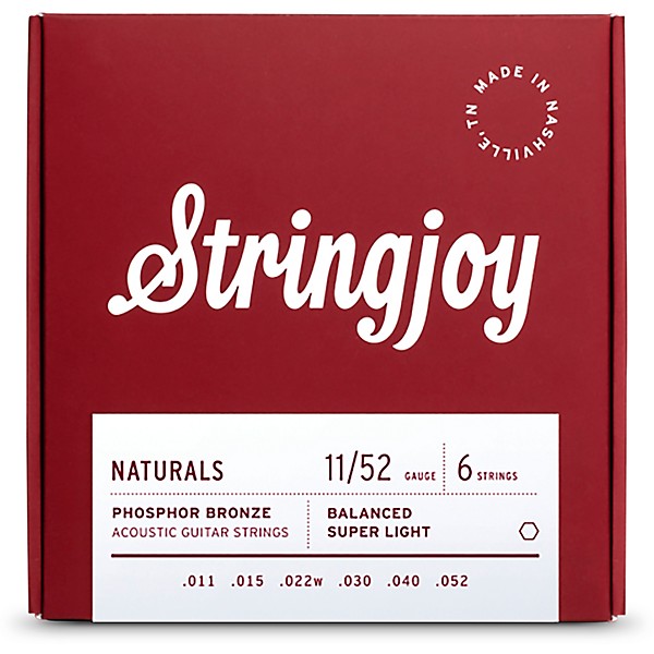 Stringjoy Naturals Phosphor Bronze Acoustic Guitar Strings 11 - 52
