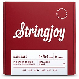 Stringjoy Naturals Phosphor Bronze Acoustic Guitar Strings 12 - 54