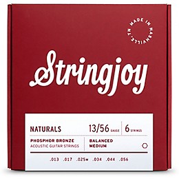 Stringjoy Naturals Phosphor Bronze Acoustic Guitar Strings 13 - 56