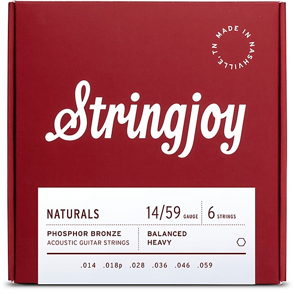 Stringjoy Naturals Phosphor Bronze Acoustic Guitar Strings 14 - 59