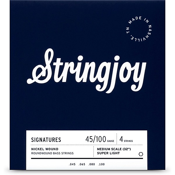Stringjoy Signatures 4 String Medium Scale Nickel Wound Bass Guitar Strings 45 - 100