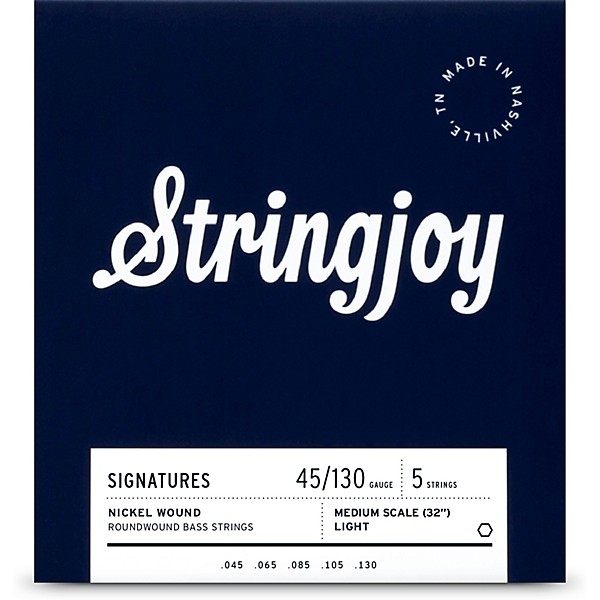 Stringjoy Signatures 5 String Medium Scale Nickel Wound Bass Guitar Strings 45 - 130