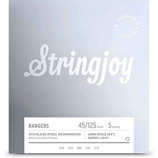 Stringjoy Rangers 5 String Long Scale Stainless Steel Bass Guitar Strings 45 - 125