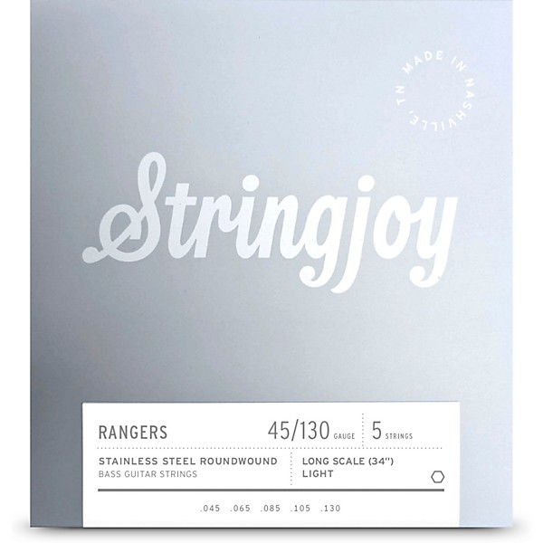 Stringjoy Rangers 5 String Long Scale Stainless Steel Bass Guitar Strings 45 - 130