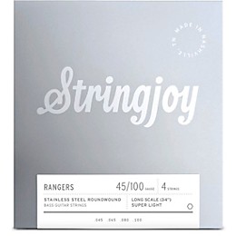 Stringjoy Rangers 4 String Long Scale Stainless Steel Bass Guitar Strings 45 - 100