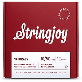 Stringjoy Naturals 12 String Phosphor Bronze ... Stringjoy Naturals 12 String Phosphor Bronze Acoustic Guitar Strings 10 - 50