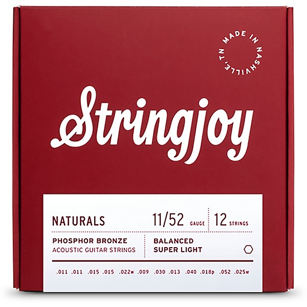 Stringjoy Naturals 12 String Phosphor Bronze Acoustic Guitar Strings 11 - 52