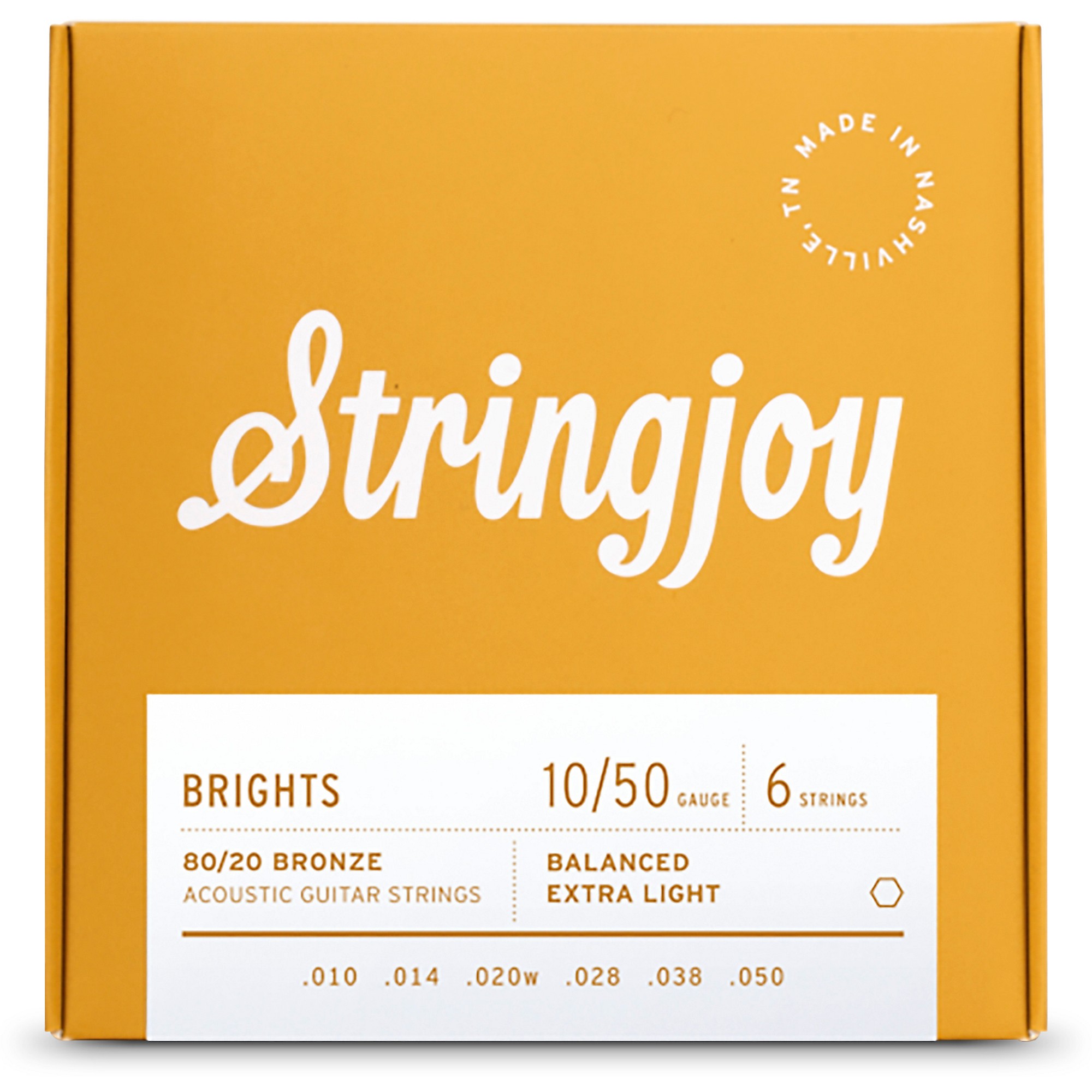 Stringjoy Brights 80 20 Bronze Acoustic Guitar Strings 10 50