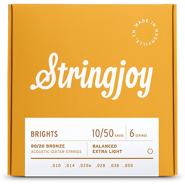 Stringjoy Brights 80/20 Bronze Acoustic Guitar Strings 10 - 50