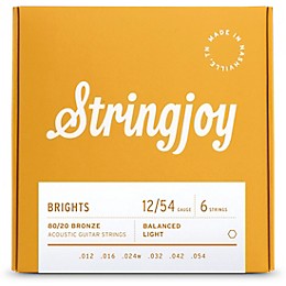 Stringjoy Brights 80/20 Bronze Acoustic Guitar Strings 12 - 54