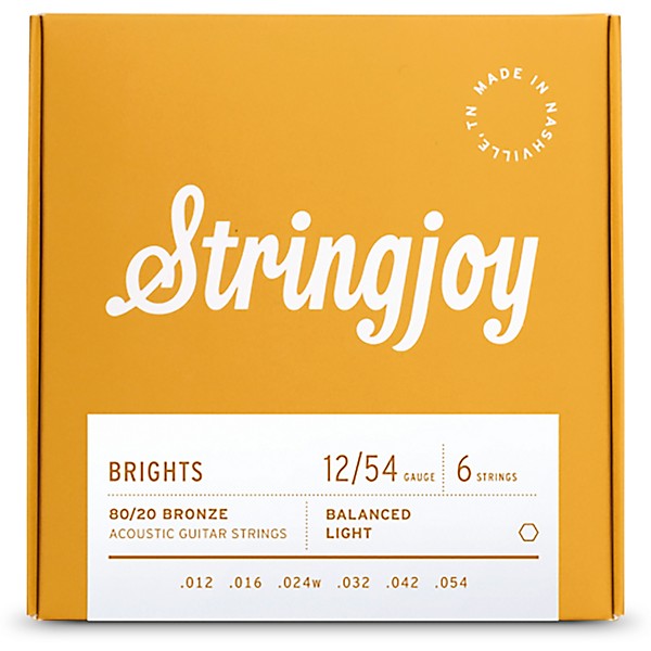 Stringjoy Brights 80/20 Bronze Acoustic Guitar Strings 12 - 54