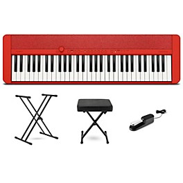 Casio Casiotone CT-S1 61-Key Portable Keyboard Essent... Casio Casiotone CT-S1 61-Key Portable Keyboard Essentials Bundle Red