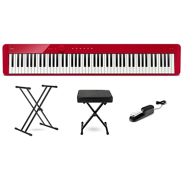 Casio PX-S1100 Privia Digital Piano Essentials Bundle Red