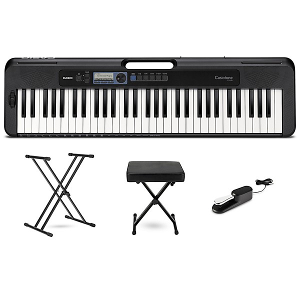 Casio Casiotone CT-S300 61-Key Digital Keyboard Essentials Bundle Blue