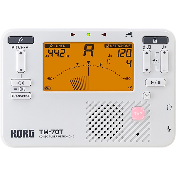 KORG TM-70 Tuner/Metronome and CM-400 Contact Microphone Combo White