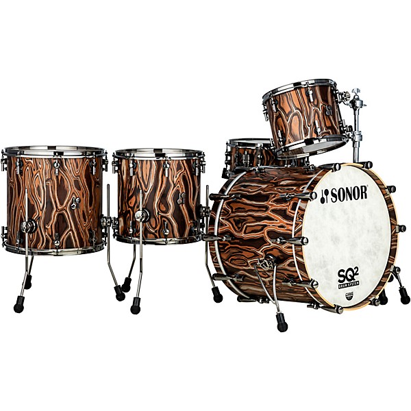 SONOR SQ2 5 Piece Elder Tree Vintage Beech Shell Pack with 22 in. Bass Drum Natural Black Chrome