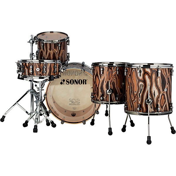 SONOR SQ2 5 Piece Elder Tree Vintage Beech Shell Pack with 22 in. Bass Drum Natural Black Chrome