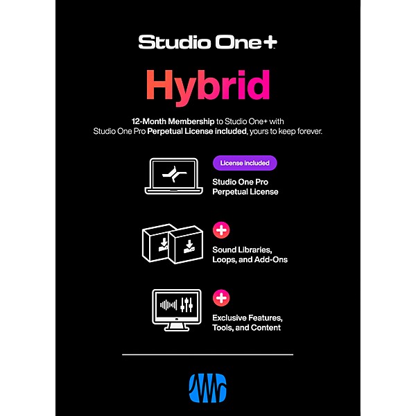 PreSonus Studio One+ Hybrid One Year Subscription & Fall Back Perpetual License