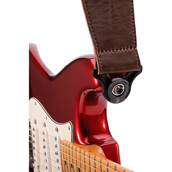 D'Addario Comfort Leather Auto Lock Guitar Strap Brown 3 in.