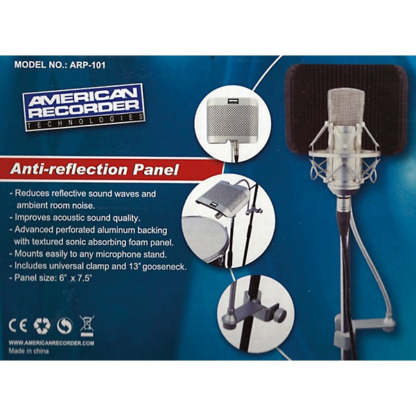 American Recorder Technologies Microphone Anti-Reflection Panel for Recording