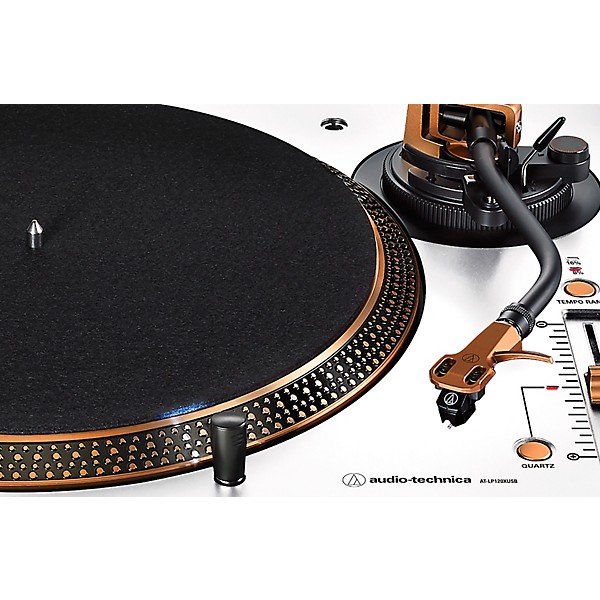 Audio-Technica LP120XUSB-WB Direct-Drive Turntable (Analog & USB) White and Bronze