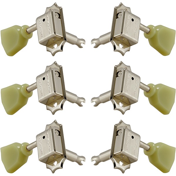 GROVER 3+3 Vintage Deluxe 133 Series Keystone Button Tuning Machines Nickel