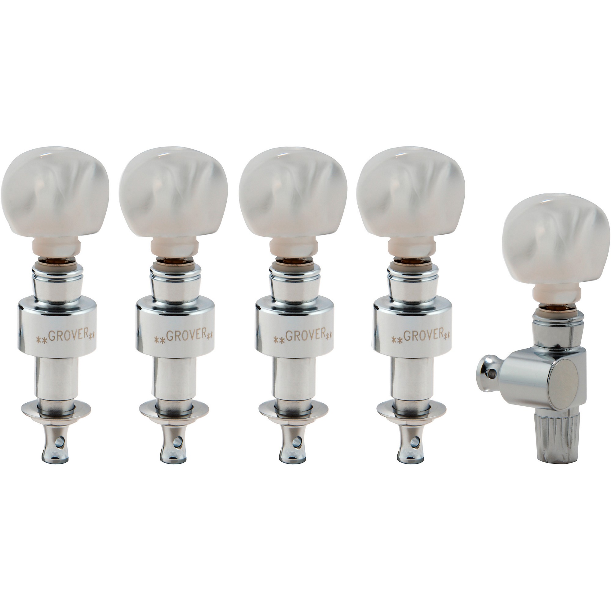 Grover Planetary Round Pearloid Button Tuning Pegs Chrome | Guitar