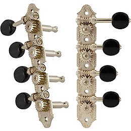 GROVER Professional Mandolin F Style 409 Series Black Button Tuning Machines Nickel