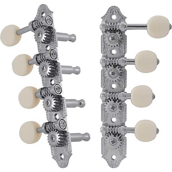 GROVER Professional Mandolin F Style 409 Series White Button Tuning Machines Chrome