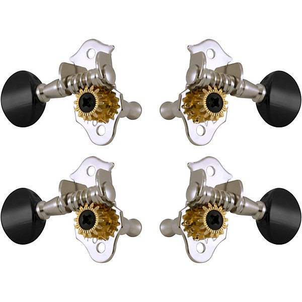 GROVER Sta-Tite Ukulele #9 Series Black Button Tuning Machines Chrome