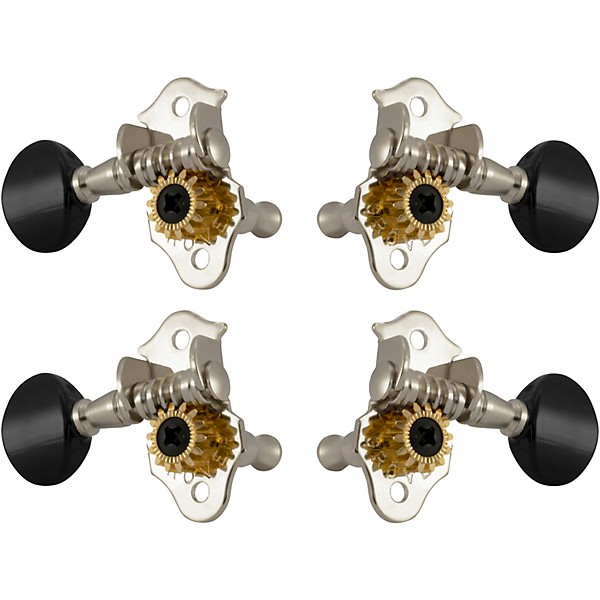 GROVER Sta-Tite Ukulele #9 Series Black Button Tuning Machines Nickel