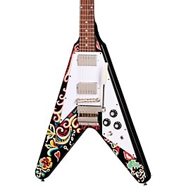 Epiphone Jimi Hendrix "Love Drops" Flying V Electric Guitar Ebony w/Artwork