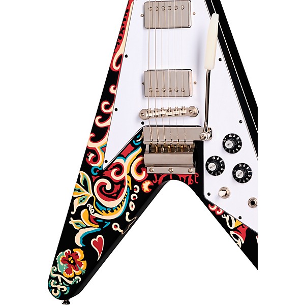 Epiphone Jimi Hendrix "Love Drops" Flying V Electric Guitar Ebony w/Artwork