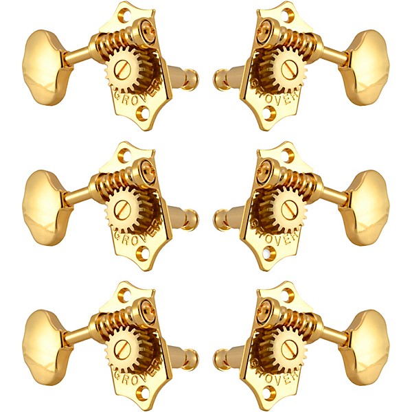 Open Box GROVER Sta-Tite With 18:1 Gear Ratio 97-18 Series Gold Button Tuning Machines V97-18GB Level 1 Gold